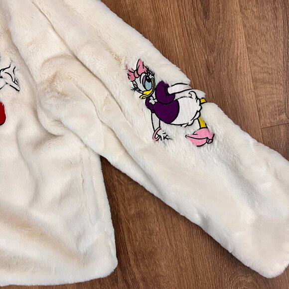 Disney Parks Disneyland Mickey Mouse & Friends embroidered Cream Plush Jacket L - Picture 5 of 16